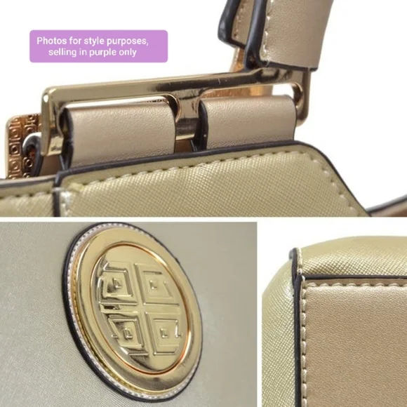 💜DASEIN💜 😺Purple Medallion Satchel (Vegan) bag purse - Picture 8 of 8